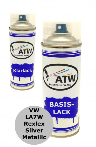 Autolack für VW LA7W Rexlex Silver Metallic+400ml Klarlack Set